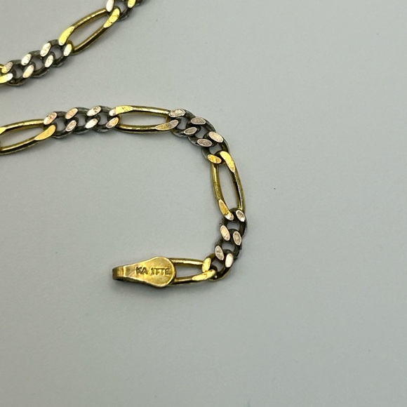 925 Silver Anklet Italy KA 1772 Stamped Very Dainty Two-tone Oval Link - Picture 7 of 8